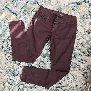 The Limited 678 Womens Size 6 Maroon Shiny Denim Skinny Ankle Zip Jeans